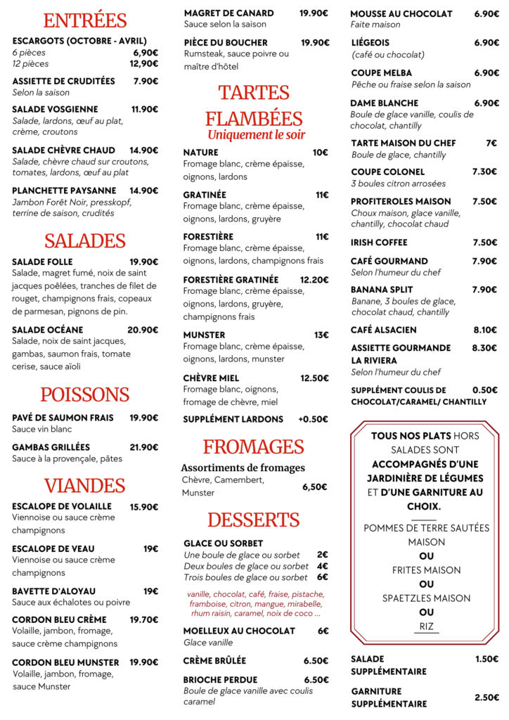 carte restaurant site menu la riviera verso